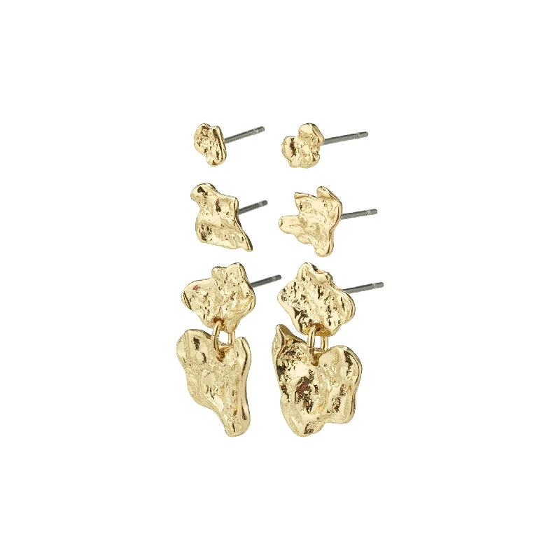 women's chunky hoop earrings -Horizon Gold Plated Earring Set