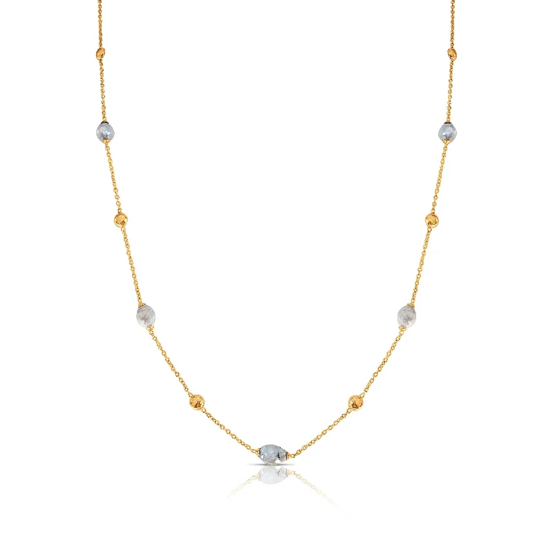 women's gemstone necklaces -Diamond Baroque Necklace In 18K Yellow Gold