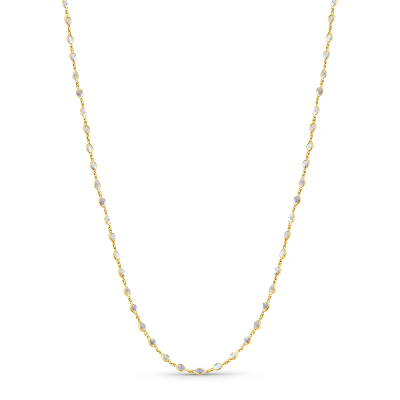 women's crystal pendant necklaces -Rainbow Moonstone Oval Necklace In 18K Yellow Gold