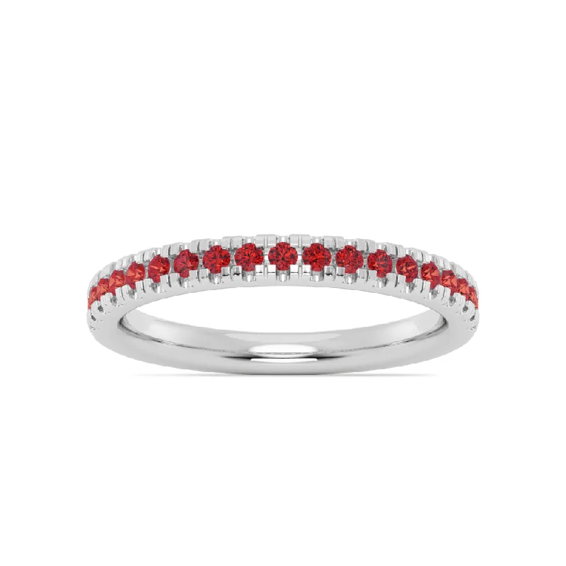 women's wedding band rings -Smyth Jewelers Stackable Pavé Ruby Ring