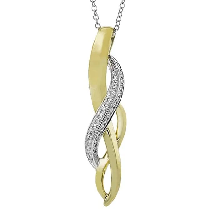 women's pendant chain necklaces -Simon G. Diamond Twist Pendant Necklace in 18K Yellow and White Gold