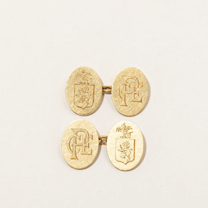 women's friendship bracelets -1929 Birmingham 18k Yellow Gold 'CPE' Cufflinks