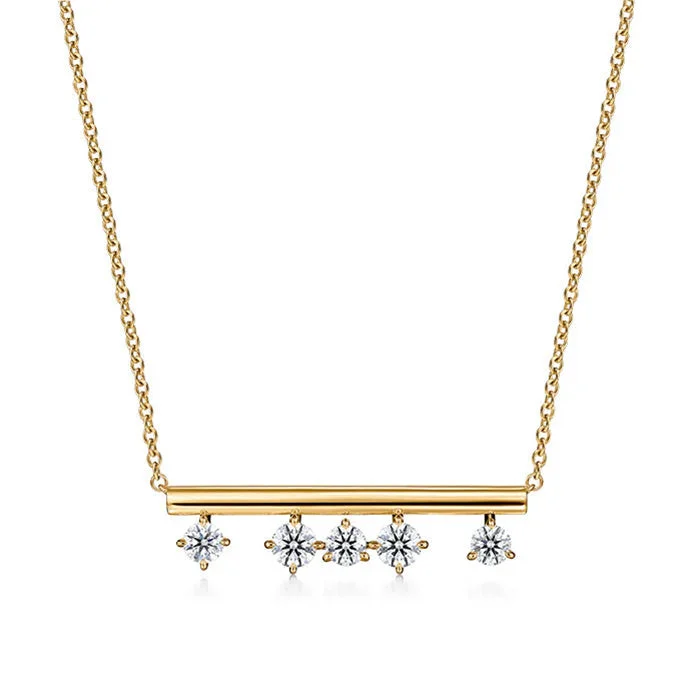 women's heart-shaped necklaces -Hearts On Fire Barre Floating Diamond Necklace in 18K Yellow Gold