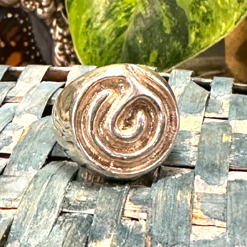 women's gemstone cocktail rings -Vintage Heavy Solid Sterling Silver Maze Ring Robert Lee Morris 7.5