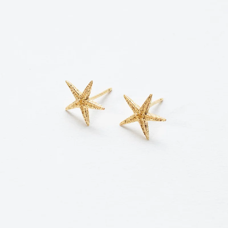 women's trendy earrings -Gold Vermeil Starfish Studs