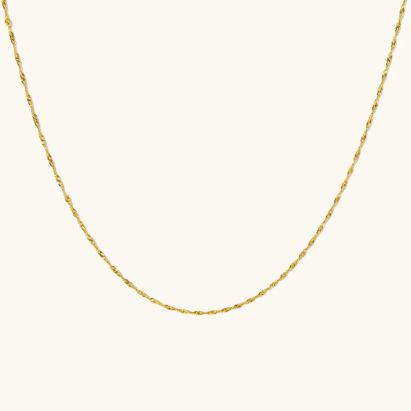 women's luxury necklaces -Singapore Chain Necklace - 14k Solid Gold