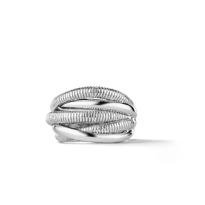 women's silver rings -Judith Ripka Eternity 5 Band Highway Ring