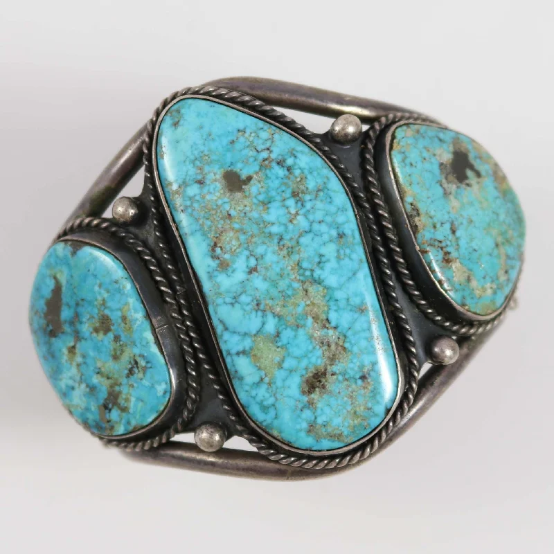 women's bangles set of 3 -1960s Lone Mountain Turquoise Cuff