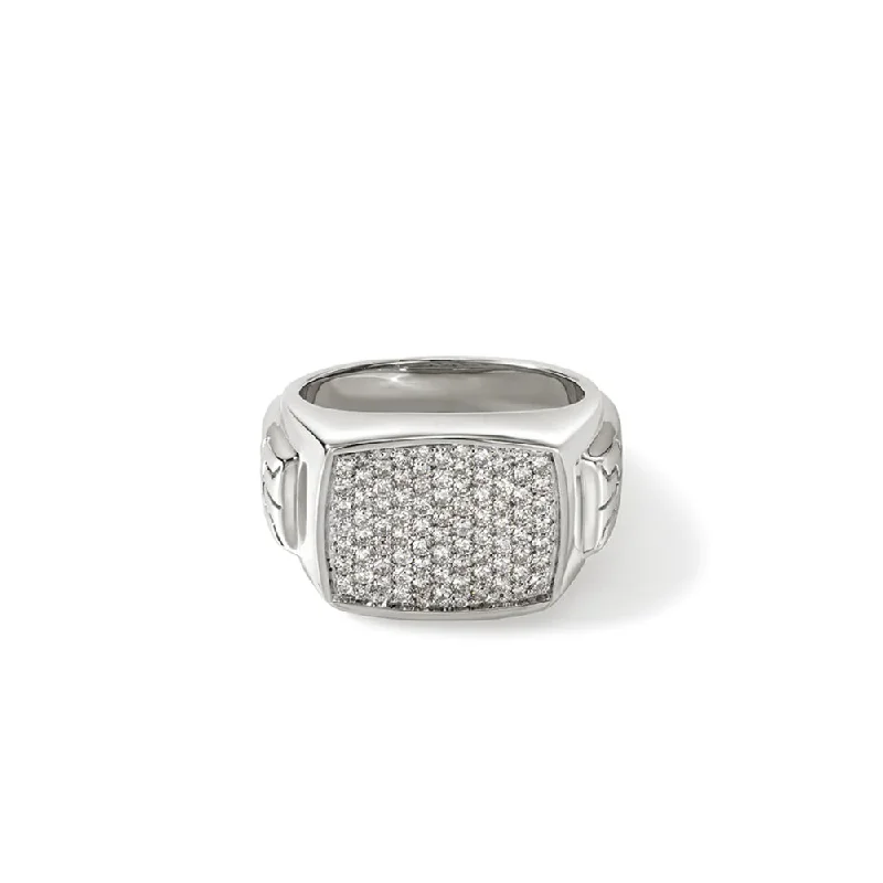 women's engagement rings -John Hardy Pave Diamond Signet Ring