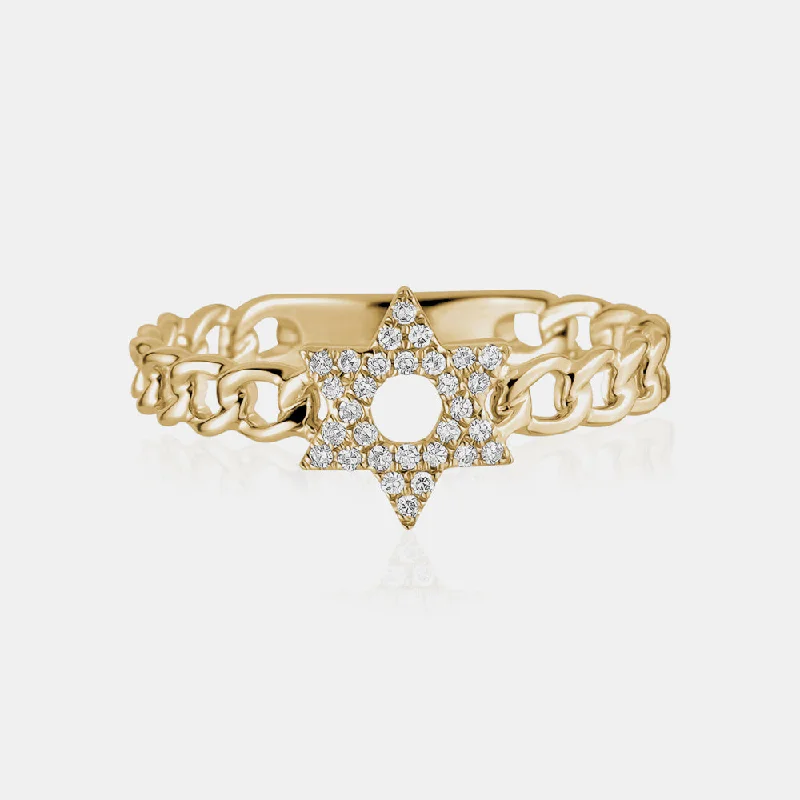 women's vintage rings -Diamond Star of David Link Ring