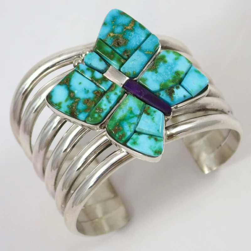 women's boho chic bracelets -Turquoise Butterfly Cuff