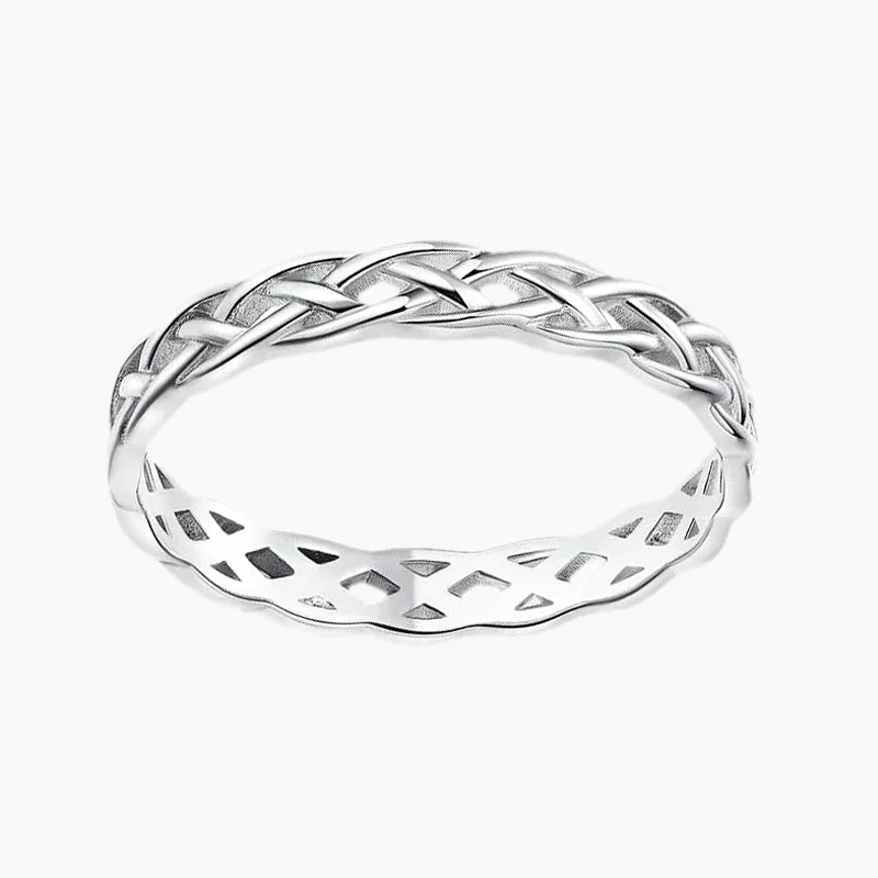 women's personalized rings -925 Sterling Silver Woven Cute Twist Ring