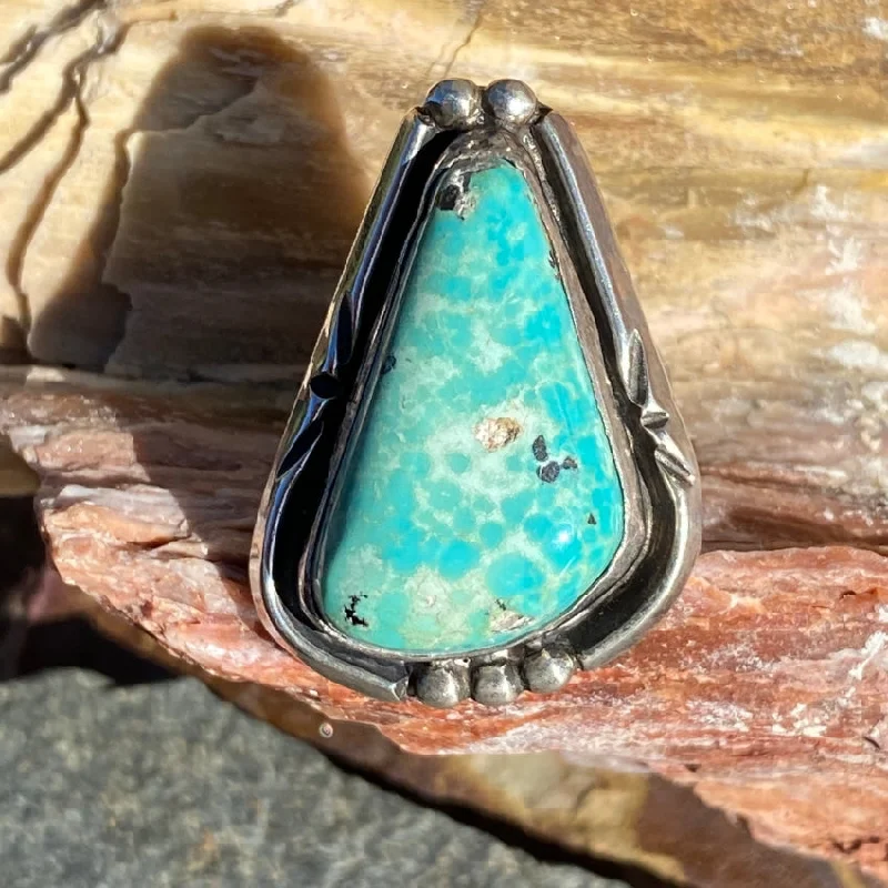 women's gemstone rings -Navajo Sterling Silver Ring Cripple Creek Turquoise 6