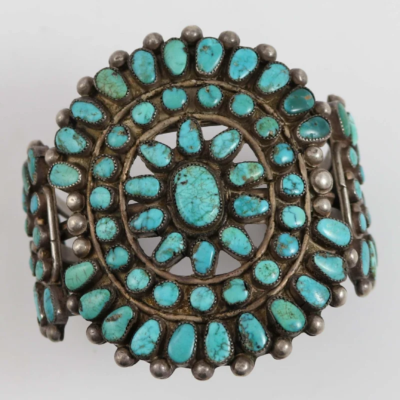 women's fitness bracelets -1930s Turquoise Cluster Cuff