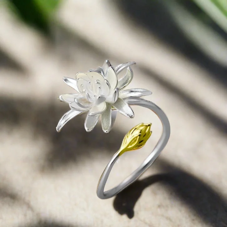 women's men's rings -Open Lotus Ring For Women & Girls