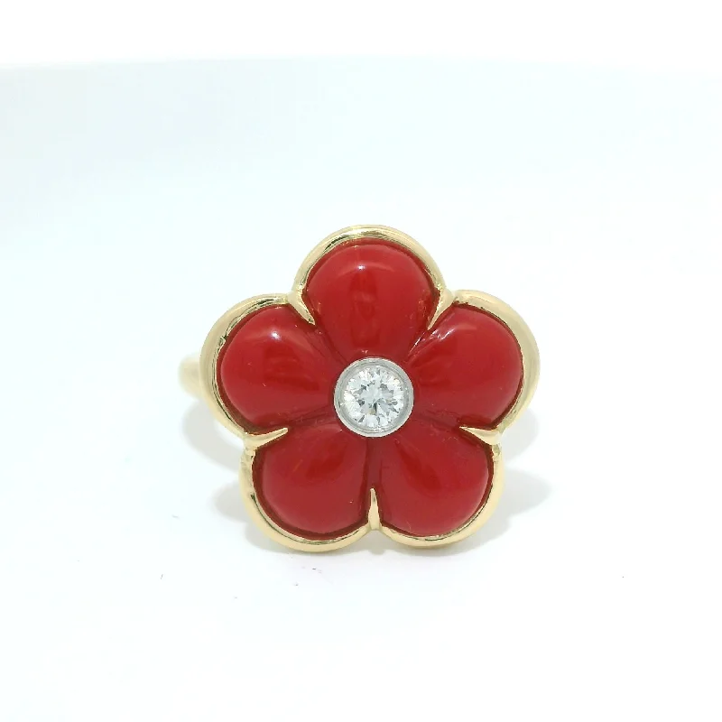 women's ring for gift -Red Coral Fiore Ring