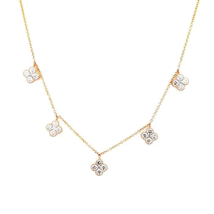 women's bridal necklaces -Mountz Collection 1.50CTW Clover Cluster Drop Necklace in 14K Yellow Gold