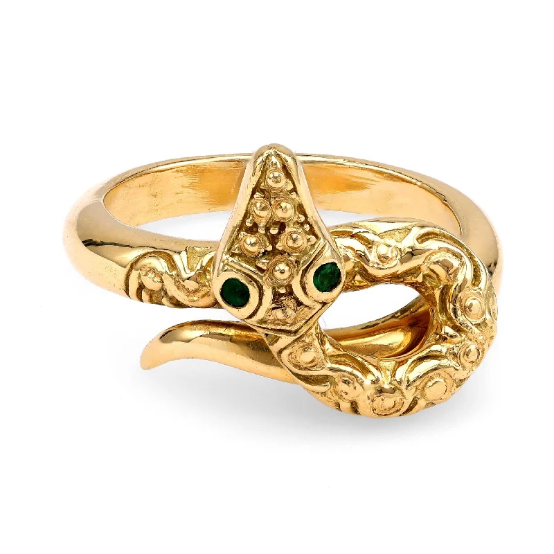 women's infinity necklaces -Victorian-Inspired Emerald Eyes Snake Ring