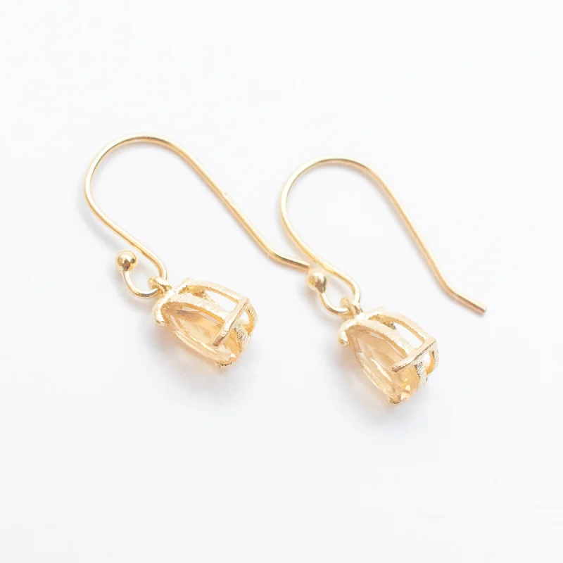 women's crystal drop earrings -Gold Vermeil Citrine Teardrop Earrings