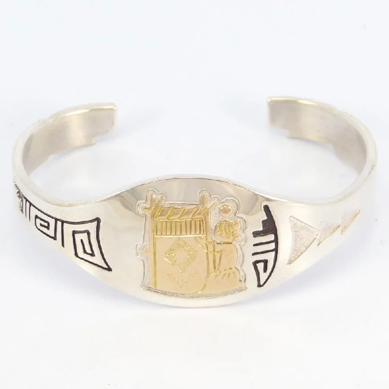 women's classic bangles -Gold on Silver Weaver Cuff