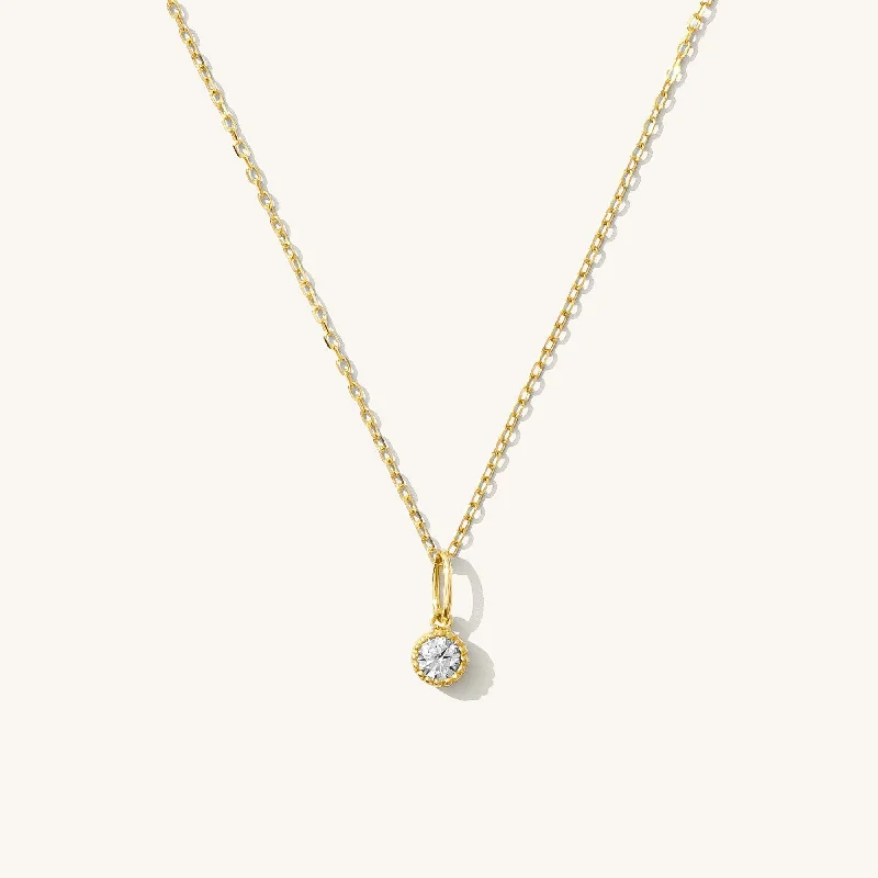 women's sterling silver chain necklaces -Diamond Bead Bezel Necklace