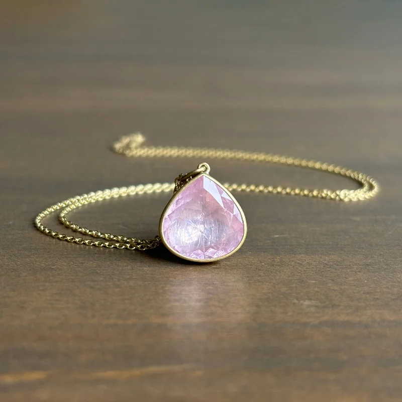 women's romantic necklaces -Morganite Teardrop Necklace