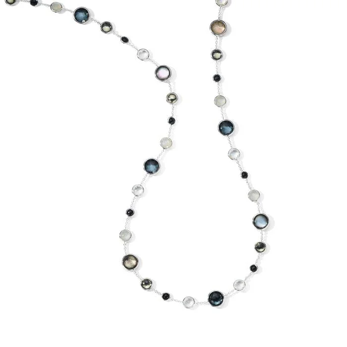 women's double-strand necklaces -Ippolita 36" Lollipop Lollitini "Black Tie" Long Necklace in Sterling Silver