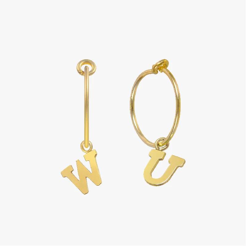 women's minimal design earrings -Personalized Letter Hoop Earrings