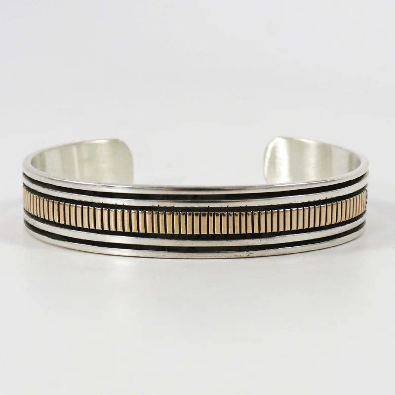 women's sterling silver bracelets -Gold and Silver Cuff