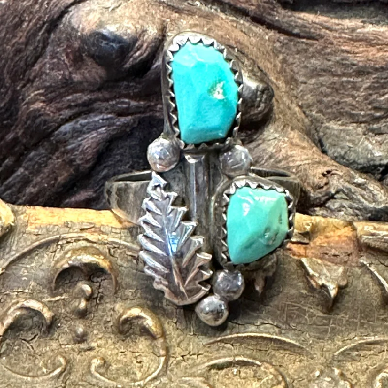 women's luxury diamond rings -Navajo Sterling Silver & Turquoise Ring Size 8.75