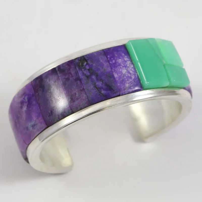 women's beaded bracelets -Sugilite and Chrysoprase Cuff