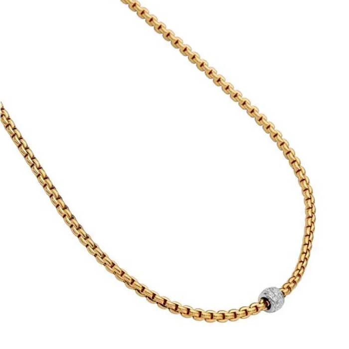 women's spiritual necklaces -FOPE  Eka Collection 17" Flexible Rope Necklace with Diamonds in 18K Yellow and White Gold