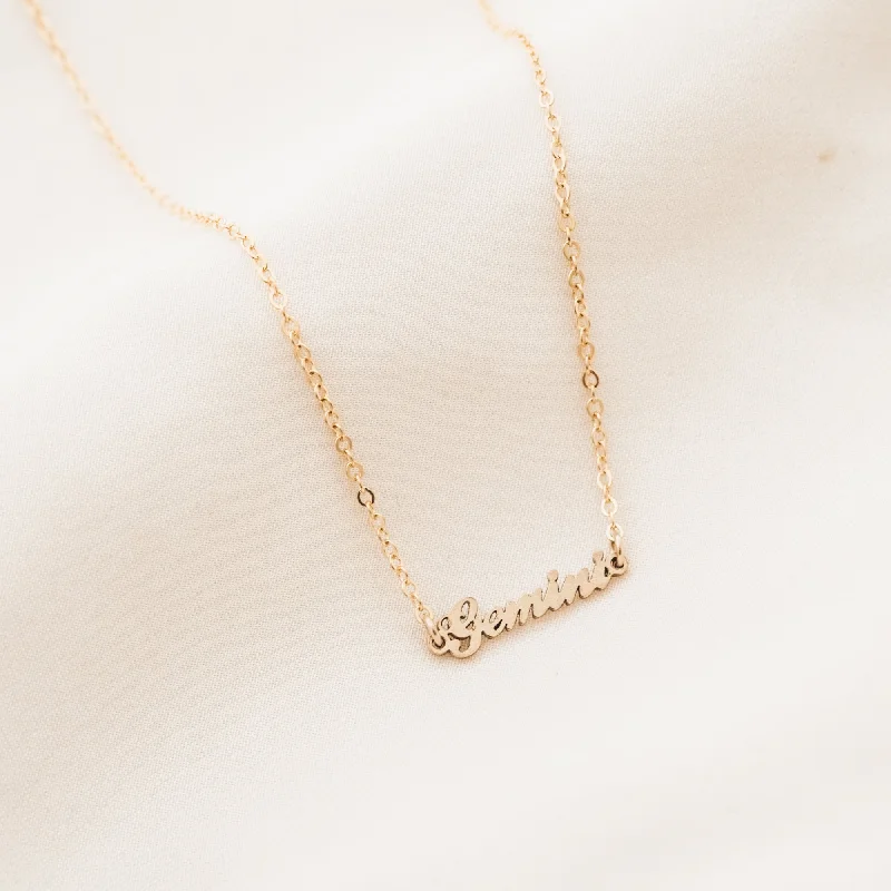 women's rhinestone necklaces -Zodiac Nameplate Necklace