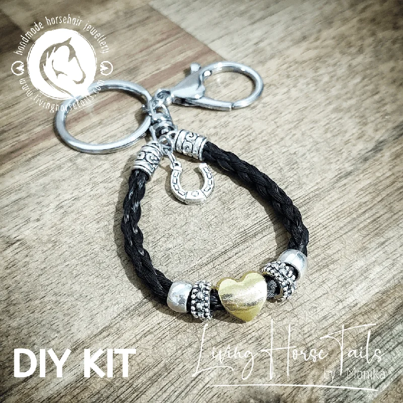 women's adjustable rings -DIY KIT Keyring with Horsehair. Make your own (Style C)