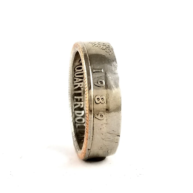 women's moon and star rings -1989 Washington Quarter Coin Ring