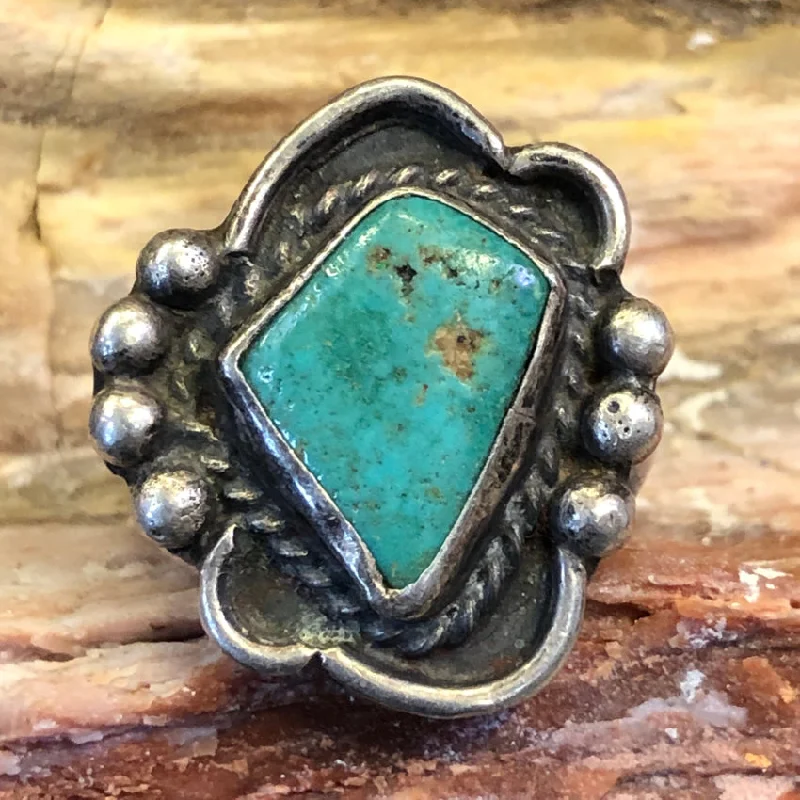 women's celestial rings -Vintage Navajo Sterling Silver & Turquoise Ring Size 7