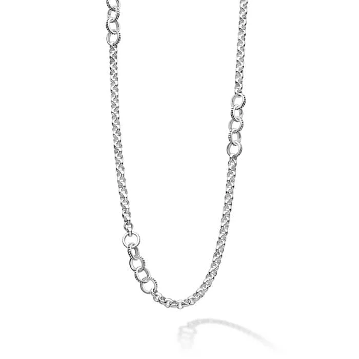 women's birthday gift necklaces -LAGOS 34" 5 Circle Signature Caviar Necklace in Sterling Silver