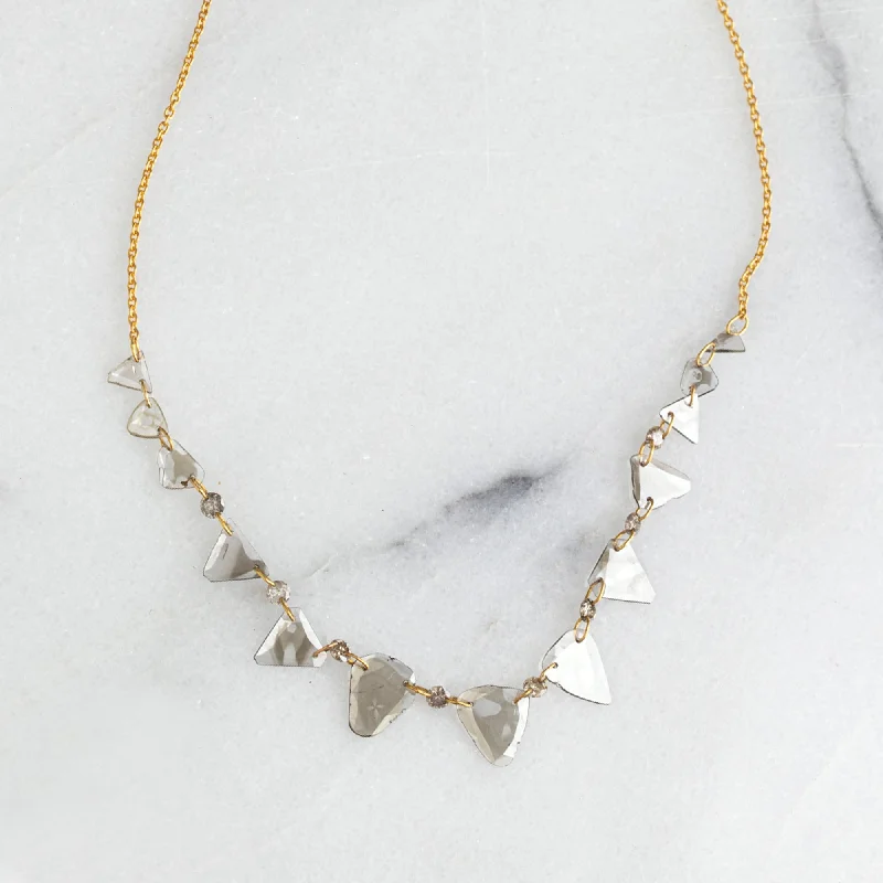 women's minimalist necklaces -Custom 1.6ct Salt and Pepper Diamond Slice Pennant Necklace | 18K Yellow Gold