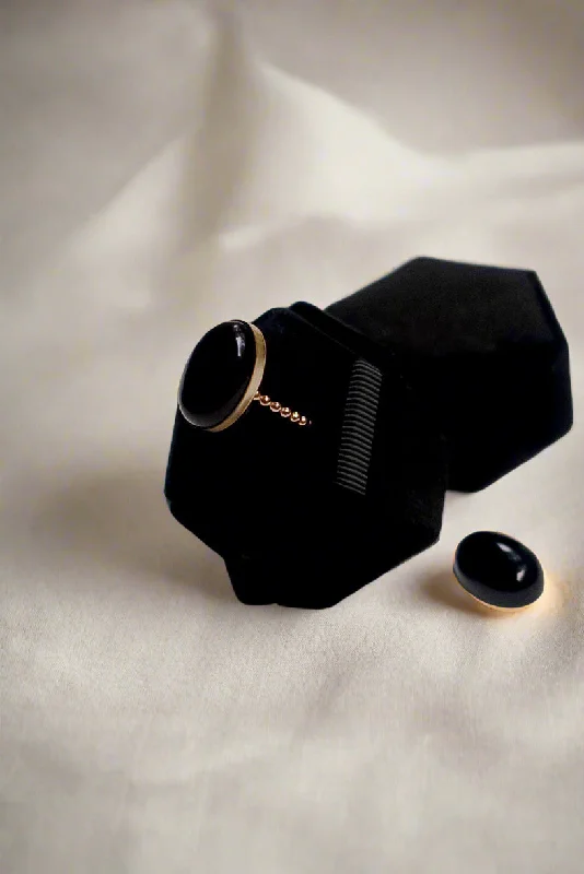 women's anniversary rings -Victorian Black Onyx Ring