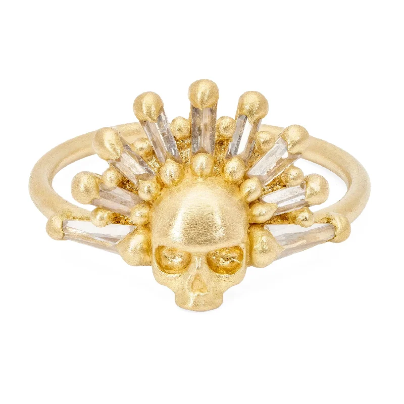 women's bridal set rings -Ixchel Skull Halo Ring