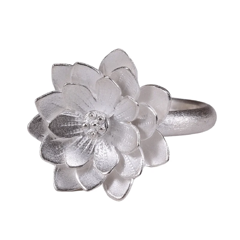 women's vintage rings -SS Small Lotus Ring