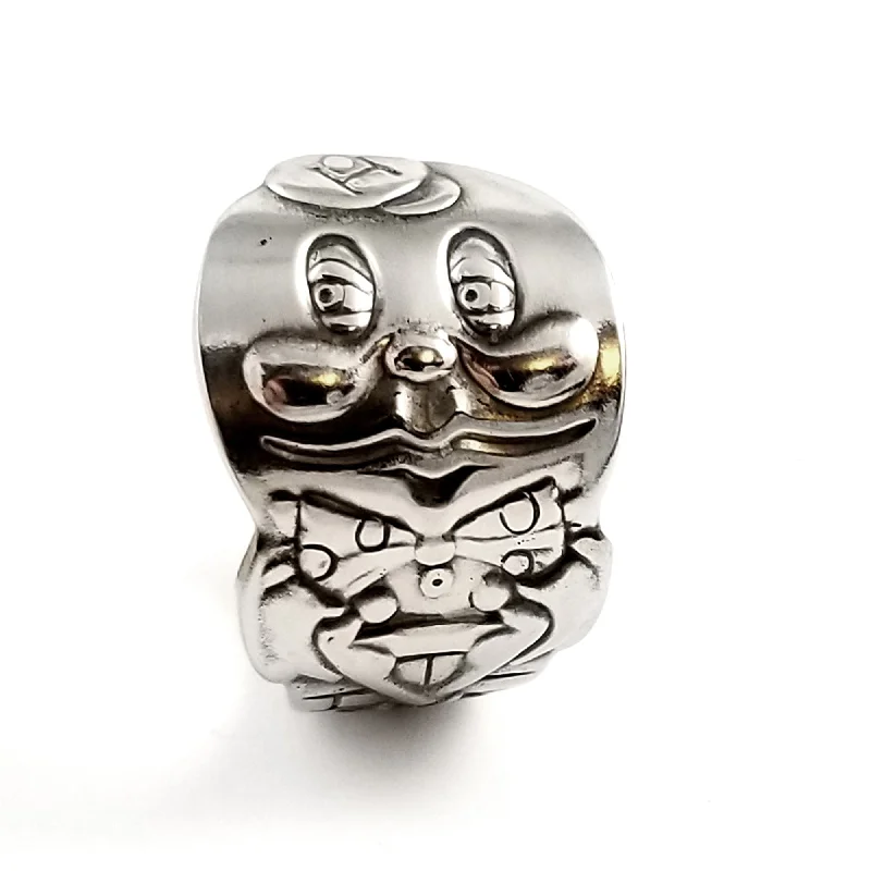 women's sapphire rings -Vintage Humpty Dumpty Stainless Steel Spoon Ring