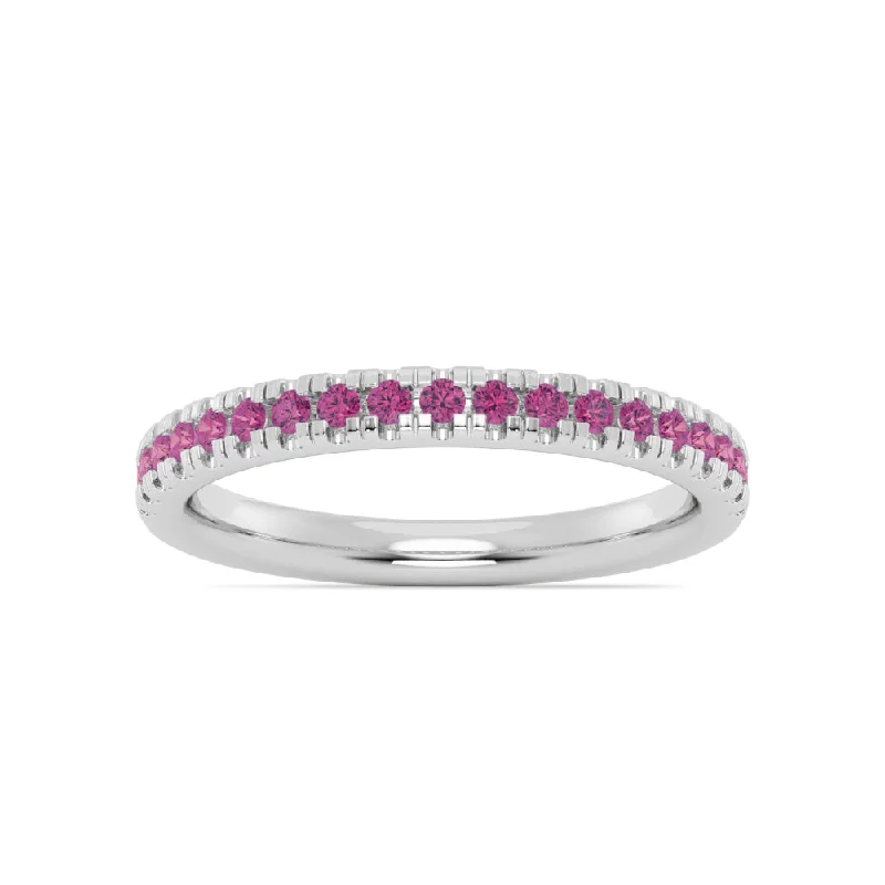 women's floral rings -Smyth Jewelers Stackable Pavé Pink Tourmaline Ring