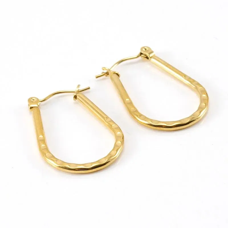 women's golden statement earrings -Elegant Geometric Gold Hoop Earrings – Minimalist Statement