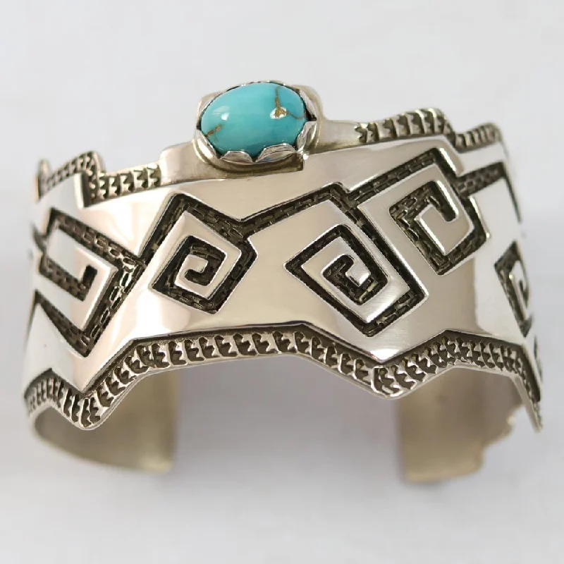 women's leather cuff bracelets -Candelaria Turquoise Cuff