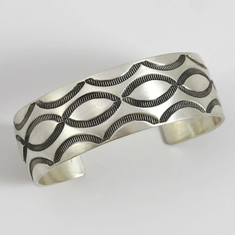 women's inspirational bangles -Stamped Silver Cuff