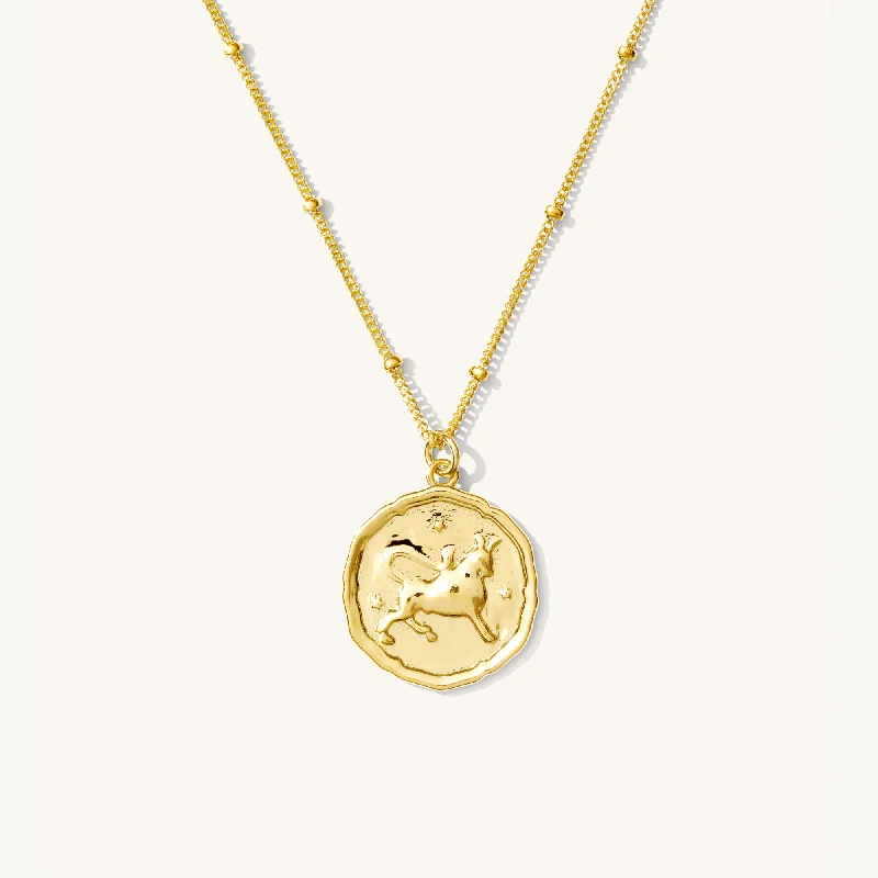 women's double-strand necklaces -Zodiac Coin Necklace