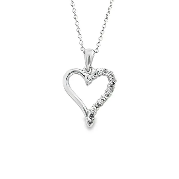 women's long necklaces -Mountz Collection Diamond Heart Pendant Necklace in 14K White Gold