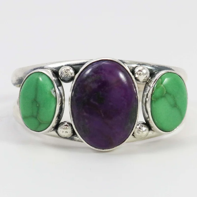 women's luxury gemstone bracelets -Sugilite and Variscite Cuff