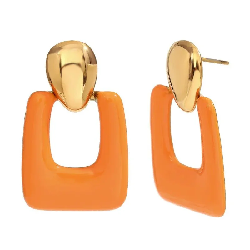 women's eco-friendly earrings -Colorful Geometric Drop Earrings - Trendy Gold Fashion Accessories